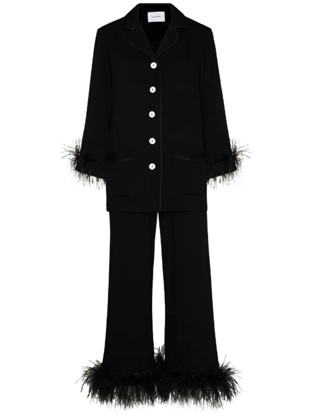 Sleeper Party Pajama Top With Ostrich Feather Cuffs Size S